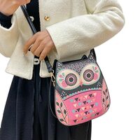 Haoyull Womens Cartoon Owl Shoulder Bag Girls PU Leather Crossbody Bag Small Square Bag Owl Shape Me
