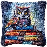 Generic Owl & Book Latch Hook Pillow Cover Kits for DIY Handmade Throw Pillow Cross Stitch Latch