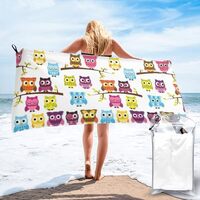 ProxXi Owls on Tree Branches Print Lightweight Quick Dry Microfiber Sand Free Beach Towel for Travel