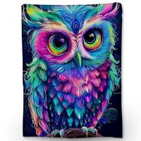 Ti Caldi Cute Owl Blanket, Soft Fuzzy Lightweight Animal Colorful Flannel Throw Blanket Perfect for 