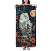 Novastar Cotton Bath Towels for Bathroom - Moon Flower White Owl Microfiber Towels for Body Bath She