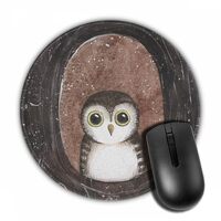 CFDWXLLS Round Mouse Pad, Baby owl Hand Painted Watercolor Mousepad, Non-Slip Rubber Base Mouse Pads