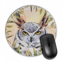 CFDWXLLS Round Mouse Pad, Watercolor owl Mousepad, Non-Slip Rubber Base Mouse Pads, for Desktop Note