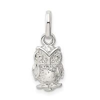 Sonia Jewels Real 925 Sterling Silver Owl Charm Pendant - 21mm x 8mm