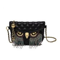 OEIPSMK Personalized Tassel Owl Bag For Women European And American Rhinestone Small Fragrant Rhombu
