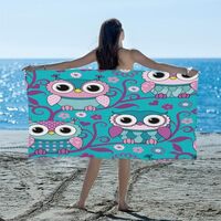 KOBLEN Adorable Owls Style Microfiber Beach Towels Thin Towel Sand Free Lightweight Quick Dry Big Tr