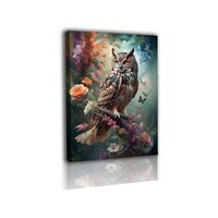 JKWQFBOYAN Canvas Wall Art, Watercolor Animals Owl Paintings, Bird Pictures Canvas Artwork Vintage P