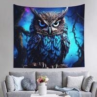 VTCTOASY Tapestry Wall Hanging for Living Room Decorates Wall Tapestries Blue Owl Tapestries Wall De