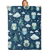 MIEPOS Cartoon Owl Throw Blanket – Soft, Cozy, and Lightweight Decor Flannel Blanket Ideal for