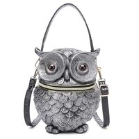 Lyuxhetaokdiq Women Owl Shaped Crossbody Shoulder Bag Unique PVC Handbag Novelty Owl Purse(silver)