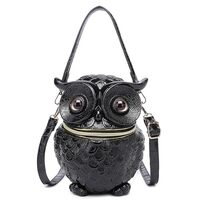 Lyuxhetaokdiq Women Owl Shaped Crossbody Shoulder Bag Unique PVC Handbag Novelty Owl Purse(black)