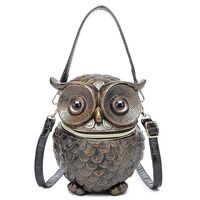 Lyuxhetaokdiq Women Owl Shaped Crossbody Shoulder Bag Unique PVC Handbag Novelty Owl Purse(gold)