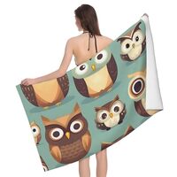 Rich&Rabbit Animal Cartoon Owls Cute Print Bath Towel Oversized Soft Fluffy Microfiber Quick Dry