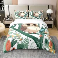 Feelyou Boys Girls Cute Owl Bedding Set Queen(No Comforter), 3D Animal Printed 100% Cotton Duvet Cov