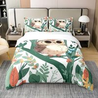 Feelyou Boys Girls Cute Owl Bedding Set Full(No Comforter), 3D Animal Printed 100% Cotton Duvet Cove