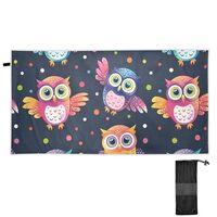 Jinhinox Colorful Owls Beach Towel Large Microfiber Beach Towels Oversized Quick Dry Travel Pool Tow