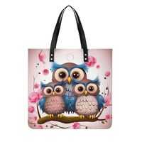 Leather Handbag,Cute Owls Print Handbag,shoulder Bag with Large Capacity,tote Bag for Work,shopping,