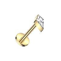 Pierced Owl 18GA ASTM F-136 Implant Grade Titanium Threadless Push-In Diamond Shaped CZ Crystal Flat