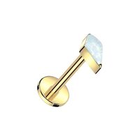 Pierced Owl 18GA ASTM F-136 Implant Grade Titanium Threadless Push-In Diamond Shaped Synthetic Opal 