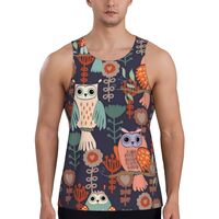 Owl Flower Men'S Tank Top Summer Sleeveless Tees Casual Sports Vest