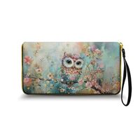 Salabomia Owl Print Women's Wristlet Handbags Clutch Purse Zipper Wallet for Women Lady, Casual