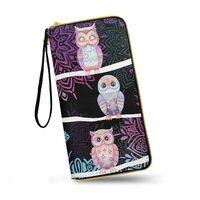 Salabomia Owl Women's Wristlet Handbags Leather Zipper Wallet with Card Holder, Mandala Flower 