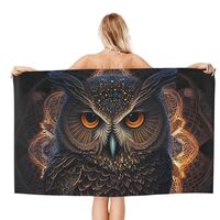 VOSERY Quick Dry Beach Towel - Classical Style Brown Owl Soft Bath Towels for Bathroom, Microfiber T