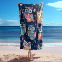 Piegricdiat Whimsical Colorful Owl Dream Beach Towel - Kids Exclusive, Quick Absorption, Eco-friendl