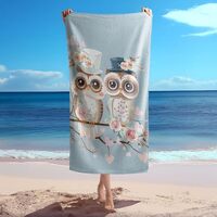 Piegricdiat Owl Couple Beach Towel - Ultra-Soft, Quick-Dry, Sand-Resistant, Perfect for Kids and Adu