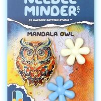 Awesome Pattern Studio Needle Minder Set - Mandala Owl Magnetic Needle Minder + 2 Needle Threaders. 