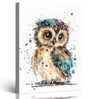 C8BUSIS Owl Wall Art Animal Print Wall Decor Watercolor Wall Artwork Canvas Wall Art Painting for Be