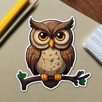 Cute Owl Stickers for Water Bottle, 2in Waterproof Vinyl, Kawaii Animal Stickers for Laptop, Skatebo