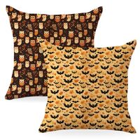 Cute Vintage Throw Pillow Covers, 2 Pcs Pillow Covers, Pillow Cover 18x18, Decorative Bat Owl Pillow