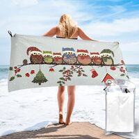 Cute Christmas Owls on Branch Print Microfiber Quick Dry Beach Towel for Bath Towels for Bathroom Do