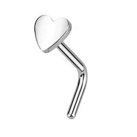 Pierced Owl 18GA ASTM F-136 Implant Grade Titanium Heart Top L-Bend Nose Stud (Silver Tone)