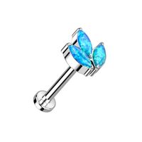 Pierced Owl 18GA ASTM F-136 Implant Grade Titanium Threadless Push-In Synthetic Opal Triple Marquise
