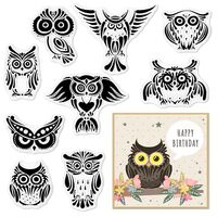 9Pcs Owl Clear Stamps for Card Making Cute Cartoon Owls Clear Rubber Stamps Thanksgiving Fall Owls T