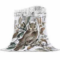 Pinroote Farmhouse Owl Throw Blanket Flannel Microfiber Blanket, Country Envelope Postmark Botancial