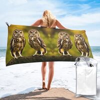 Cute Brown Cartoon Owls Print Microfiber Quick Dry Beach Towel for Bath Towels for Bathroom Dock &am