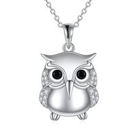 YAFEINI Owl Necklace 925 Sterling Silver Pendant Necklace Origami Owl Jewelry Gifts for Woman Silve 