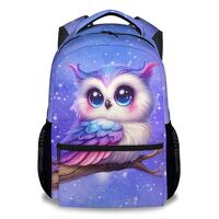 FUZZYFIT Backpack for School, 17 Inch Large Capacity Cute Owl Backpack for Kids, Lightweight Aesthet