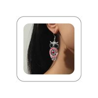 Iaceble Vintage Owl Dangle Earrings Cute Owl Drop Earrings Pink Owl Bird Earrings Colorful Enamel Ow