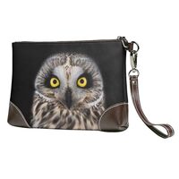 Owl Women'S Leather Clutch Bag, Fashion Leather Zipper Wallet With Wristlet