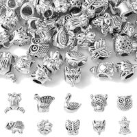 KitBeads 50pcs 10 Styles Tibetan Butterfly Beads Antique Silver Frog Owl European Spacer Beads Large