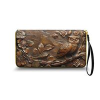 Salabomia Vintage Owl Womens Wallet Wristlet Hanbags Western Leather Clutch Purse Slim Wallet for Sh