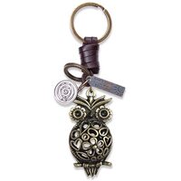 AuPra 3D Owl Keychain Gift for Women & Men | Handmade Leather Bird Key Chain | Vintage Charm for