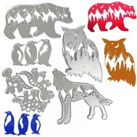 5PCS Cutting Die for Card Making (Polar Bear, Penguin, Wolf, Dinosaur, Owl), TuNan Metal Animal Styl