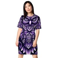 AIBUYDESIGN Women's Stunning Deep Purple Aztec Owl Casual T-Shirt Night Dress