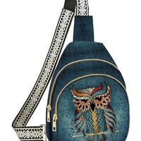 Owl Small Sling Bag for Women Leather Sling Crossbody Bags Travel Chest Daypack Adjustable for Casua