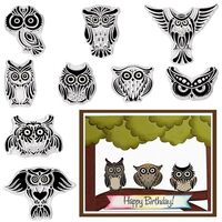 LANGFON Owl Clear Stamp for Card Making Cartoon Owl Rubber Stamp Animal Cute Owl Transparent Silicon